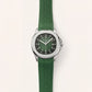 Luxury Stainless Steel Sport Watch Green Embossed Dial Green Rubber Strap Premium Watch – Men