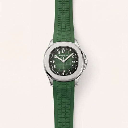 Luxury Stainless Steel Sport Watch Green Embossed Dial Green Rubber Strap Premium Watch – Men