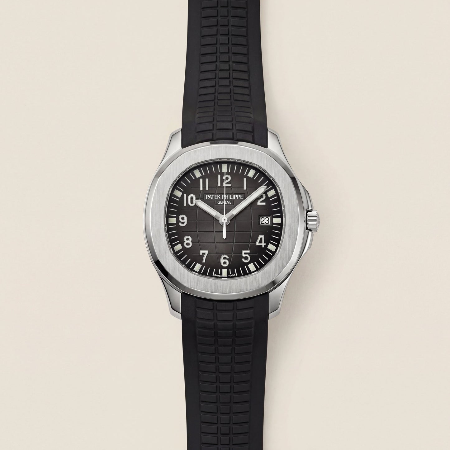 Luxury Stainless Steel Sport Watch Charcoal Embossed Dial Black Rubber Strap Premium Watch – Men