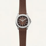 Luxury Stainless Steel Sport Watch Chocolate Brown Embossed Dial Brown Rubber Strap Premium Watch – Men