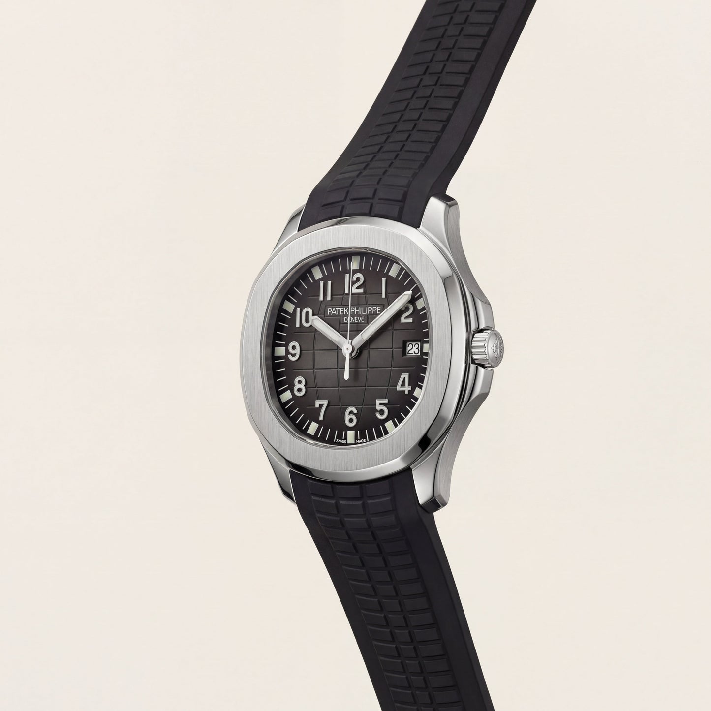 Luxury Stainless Steel Sport Watch Charcoal Embossed Dial Black Rubber Strap Premium Watch – Men