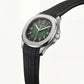 Luxury Stainless Steel Sport Watch Green Embossed Dial Black Rubber Strap Premium Watch – Men