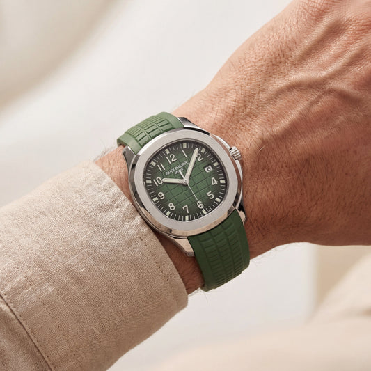 Luxury Stainless Steel Sport Watch Green Embossed Dial Green Rubber Strap Premium Watch – Men