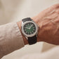 Luxury Stainless Steel Sport Watch Green Embossed Dial Black Rubber Strap Premium Watch – Men