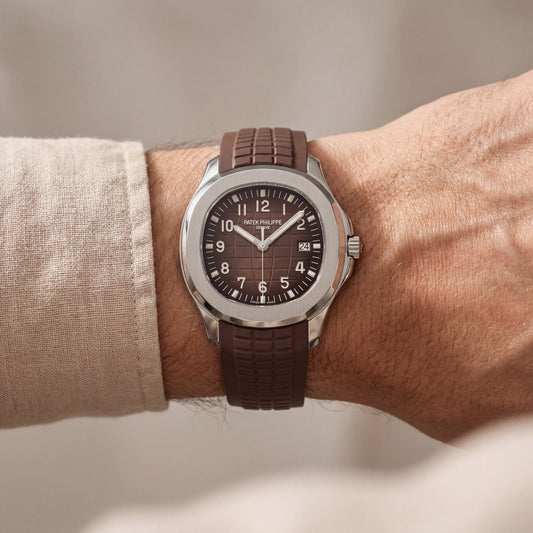 Luxury Stainless Steel Sport Watch Chocolate Brown Embossed Dial Brown Rubber Strap Premium Watch – Men