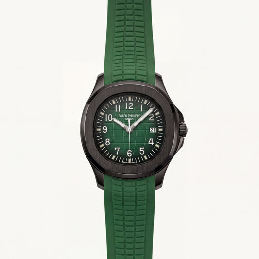 Luxury Green Sport Watch Black Stainless Steel Case Green Textured Dial Premium Rubber Strap Watch – Men