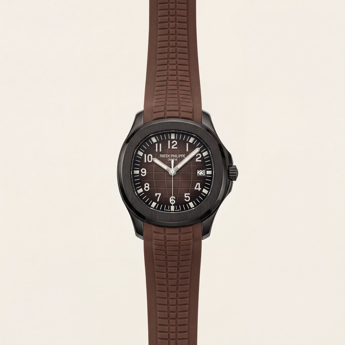 Luxury Black Sport Watch Matte Black Steel Case Charcoal Grid Dial Premium Rubber Strap  Watch – Men