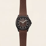 Luxury Black Sport Watch Matte Black Steel Case Charcoal Grid Dial Premium Rubber Strap  Watch – Men