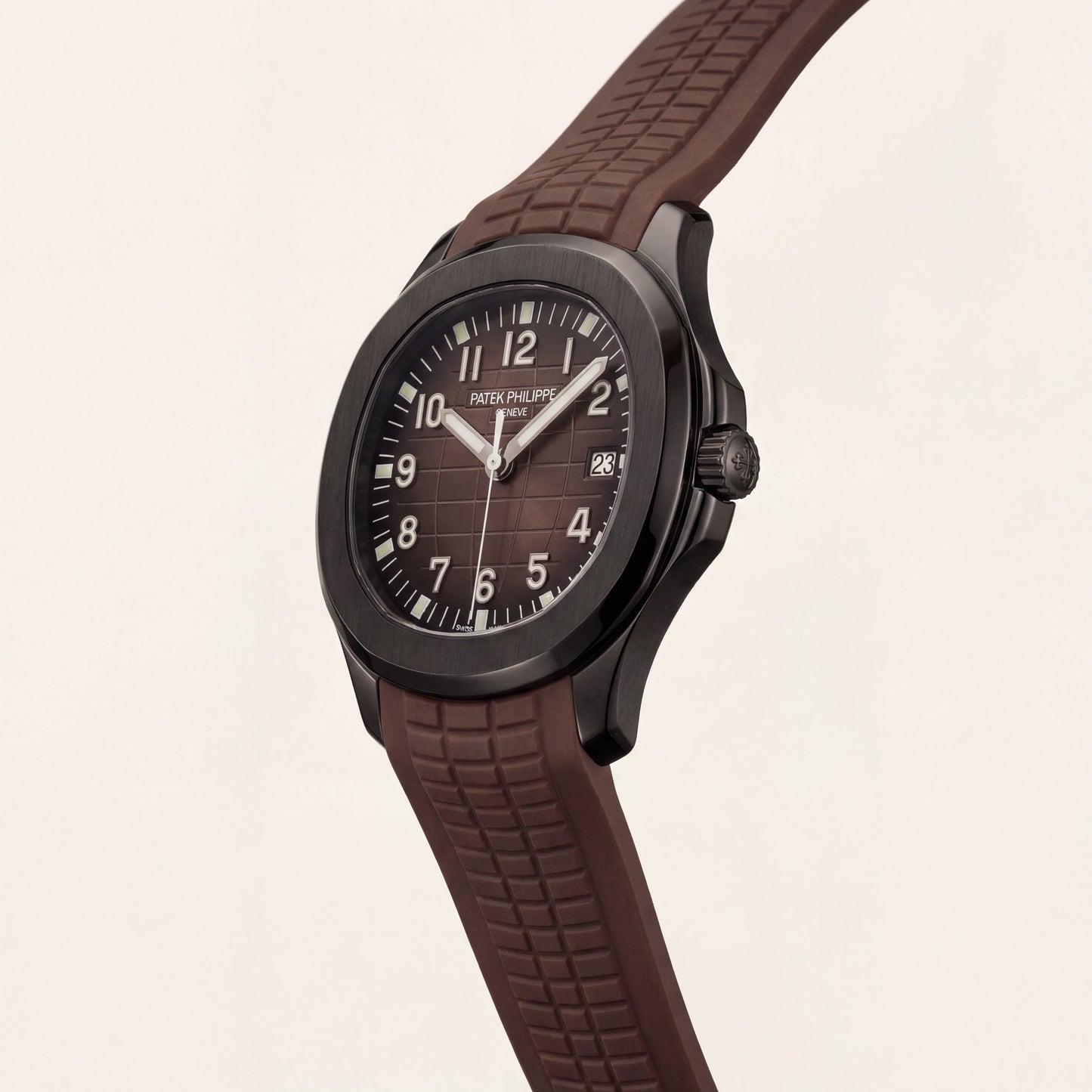 Luxury Black Sport Watch Matte Black Steel Case Charcoal Grid Dial Premium Rubber Strap  Watch – Men