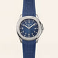 Luxury Blue Sport Watch Stainless Steel Case Blue Textured Dial Premium Rubber Strap Watch – Men