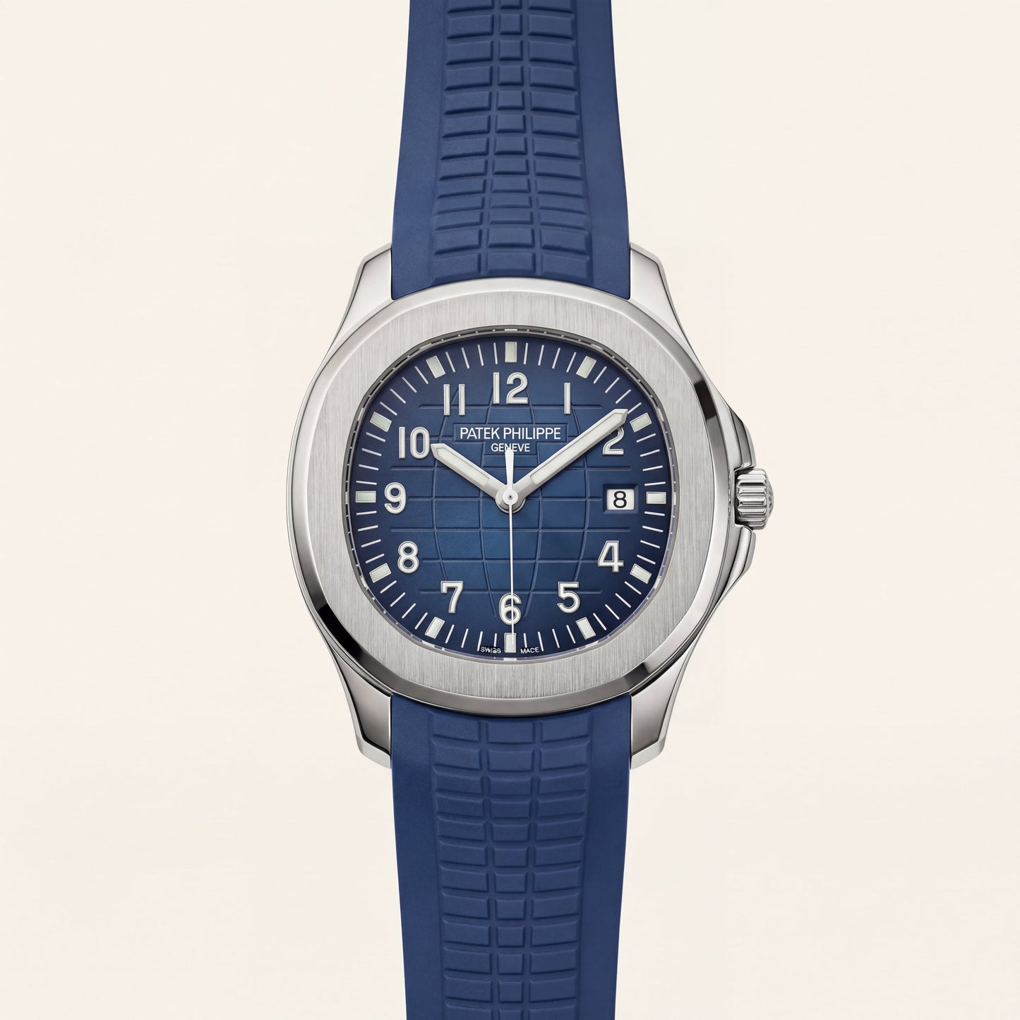 Luxury Blue Sport Watch Stainless Steel Case Blue Textured Dial Premium Rubber Strap Watch – Men
