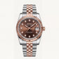Luxury Two-Tone Rose Gold Watch Fluted Bezel Brown Sunburst Dial Diamond Hour Markers Stainless Steel Jubilee Bracelet – Men
