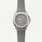 Luxury Silver Sport Watch Stainless Steel Case Sand Beige Textured Dial Grey Rubber Strap Premium Watch – Men