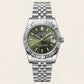 Luxury Silver Stainless Steel Watch Fluted Bezel Green Sunburst Dial Jubilee Bracelet Premium Automatic Watch – Men