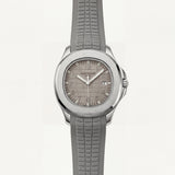 Luxury Silver Sport Watch Stainless Steel Case Sand Beige Textured Dial Grey Rubber Strap Premium Watch – Men
