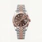 Luxury Two-Tone Stainless Steel Watch Fluted Bezel Chocolate Sunburst Dial Date Display Watch – Men