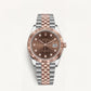 Luxury Two-Tone Stainless Steel Watch Rose Gold Fluted Bezel Chocolate Sunburst Dial Diamond Markers Date Watch – Men