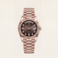 Luxury Rose Gold Stainless Steel Watch Fluted Bezel Chocolate Brown Dial Diamond Markers Day-Date Watch – Men