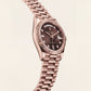 Luxury Rose Gold Stainless Steel Watch Fluted Bezel Chocolate Brown Dial Diamond Markers Day-Date Watch – Men