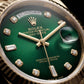 Luxury Gold Stainless Steel Watch Fluted Bezel Emerald Green Sunburst Dial Diamond Markers Day-Date  Watch – Men