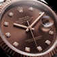 Luxury Two-Tone Stainless Steel Watch Rose Gold Fluted Bezel Chocolate Sunburst Dial Diamond Markers Date Watch – Men