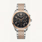 Luxury Two-Tone Stainless Steel Chronograph Watch Rose Gold Bezel Black Dial Arabic Numerals Multi-Subdial Date Display – Men