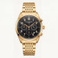 Luxury Gold Stainless Steel Chronograph Watch Black Dial Arabic Numerals Multi-Subdial Date Display – Men