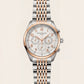 Luxury Two-Tone Stainless Steel Chronograph Watch Rose Gold Bezel Silver Dial Arabic Numerals Multi-Subdial Date Display – Men