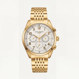 Luxury Gold Stainless Steel Chronograph Watch Silver Dial Arabic Numerals Multi-Subdial Date Display – Men