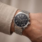 Luxury Silver Stainless Steel Chronograph Watch Black Dial Arabic Numerals Multi-Subdial Date Display – Men