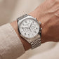 Luxury Silver Stainless Steel Chronograph Watch Silver Dial Arabic Numerals Multi-Subdial Date Display – Men