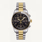 Luxury Two-Tone Stainless Steel Chronograph Tachymeter Black Dial Premium Bracelet Watch – Men