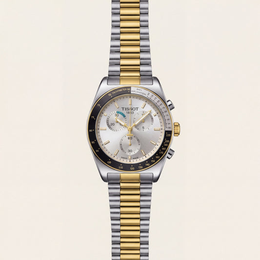 Luxury Two-Tone Stainless Steel Chronograph Tachymeter Silver Dial Premium Bracelet Watch – Men