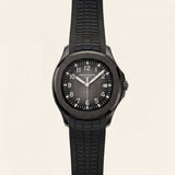 Luxury Black Sport Watch Matte Black Steel Case Charcoal Grid Dial Premium Rubber Strap Watch – Men