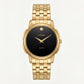 Luxury Gold Stainless Steel Minimalist Watch Black Dial Slim Hands Quartz Dress Watch – Men
