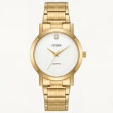 Luxury Gold Stainless Steel Minimalist Watch White Dial Diamond Marker Slim Quartz Dress Watch – Men