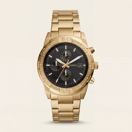 Luxury Gold Stainless Steel Chronograph Watch Black Dial Multi-Subdial Date Display Sport Watch – Men