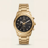 Luxury Gold Stainless Steel Chronograph Watch Black Dial Multi-Subdial Date Display Sport Watch – Men