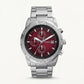 Premium Silver Stainless Steel Chronograph Watch Red Sunburst Dial Date Display Sport Luxury Watch – Men
