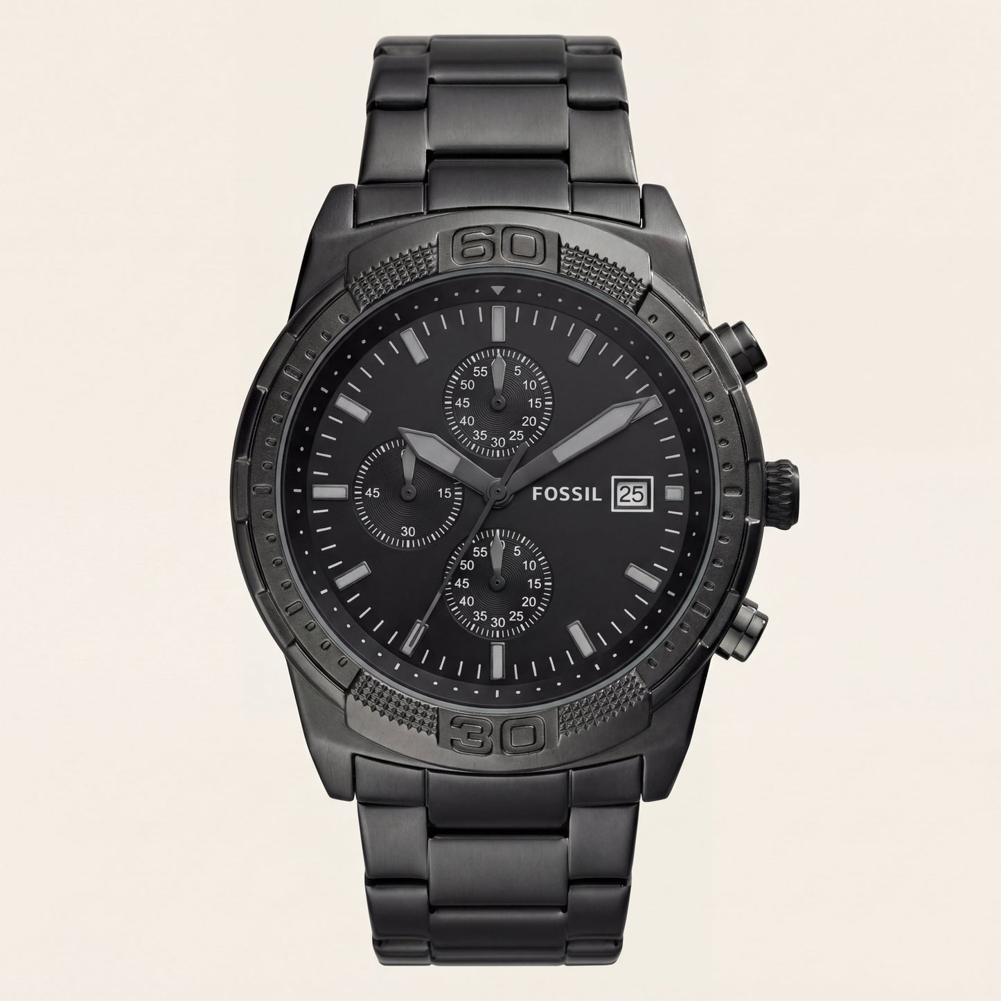 Luxury Black Stainless Steel Chronograph Watch Matte Black Dial Multi-Subdial Date Display Sport Watch – Men