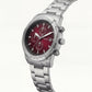 Premium Silver Stainless Steel Chronograph Watch Red Sunburst Dial Date Display Sport Luxury Watch – Men