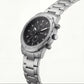 Luxury Silver Stainless Steel Chronograph Watch Black Dial Multi-Subdial Date Display Sport Watch – Men