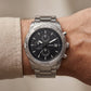 Luxury Silver Stainless Steel Chronograph Watch Black Dial Multi-Subdial Date Display Sport Watch – Men