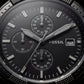 Luxury Black Stainless Steel Chronograph Watch Matte Black Dial Multi-Subdial Date Display Sport Watch – Men