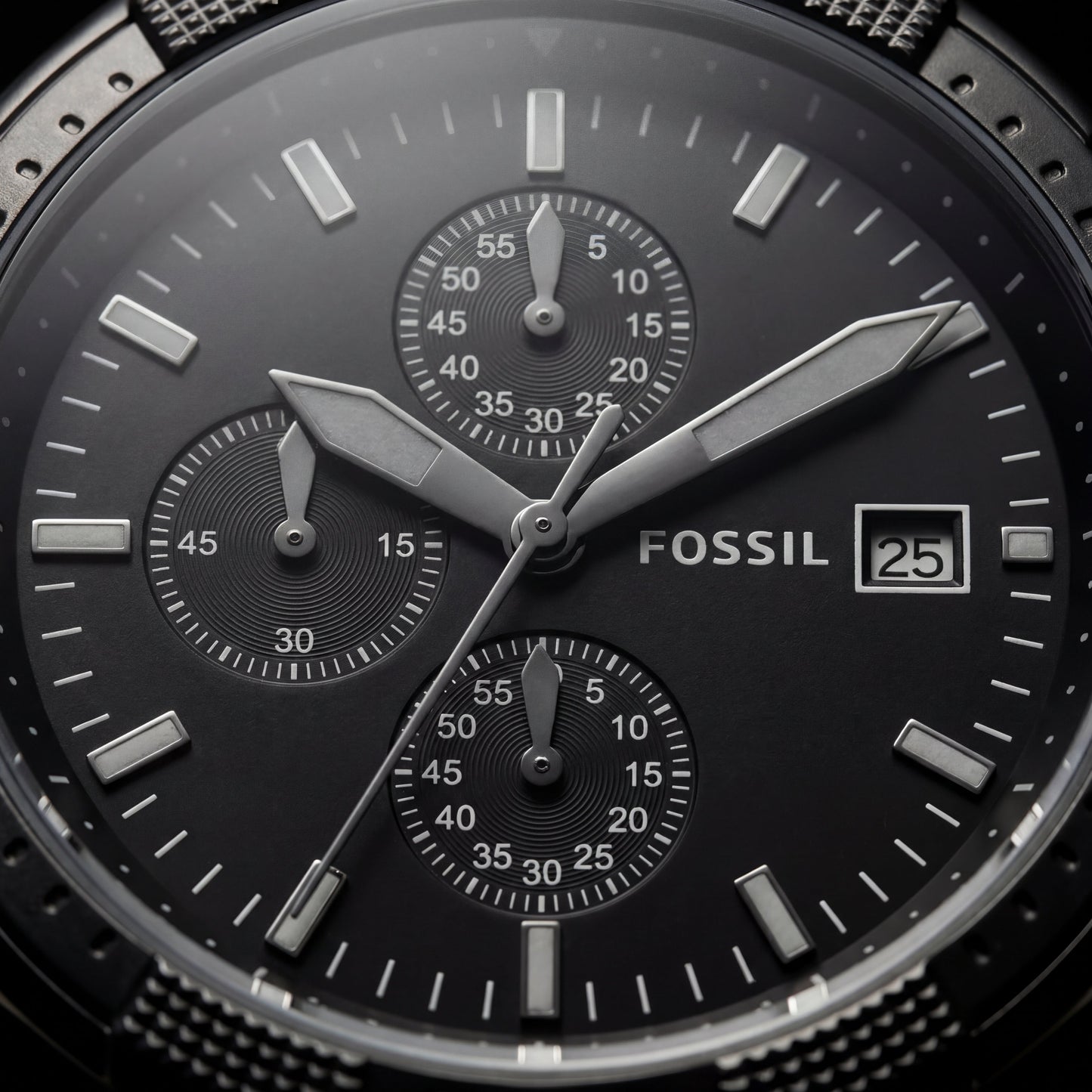 Luxury Black Stainless Steel Chronograph Watch Matte Black Dial Multi-Subdial Date Display Sport Watch – Men
