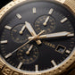 Luxury Gold Stainless Steel Chronograph Watch Black Dial Multi-Subdial Date Display Sport Watch – Men