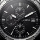 Luxury Silver Stainless Steel Chronograph Watch Black Dial Multi-Subdial Date Display Sport Watch – Men