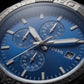 Premium Gunmetal Stainless Steel Chronograph Watch Blue Sunburst Dial Date Display Sport Luxury Watch – Men