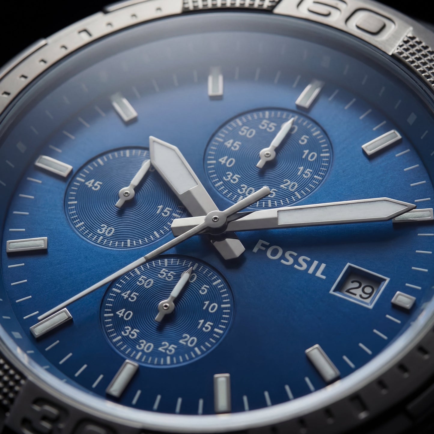 Premium Gunmetal Stainless Steel Chronograph Watch Blue Sunburst Dial Date Display Sport Luxury Watch – Men