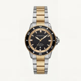 Premium Two-Tone Stainless Steel Diver Style Watch Black Dial Gold Accents Date Display Sport Luxury Watch – Men